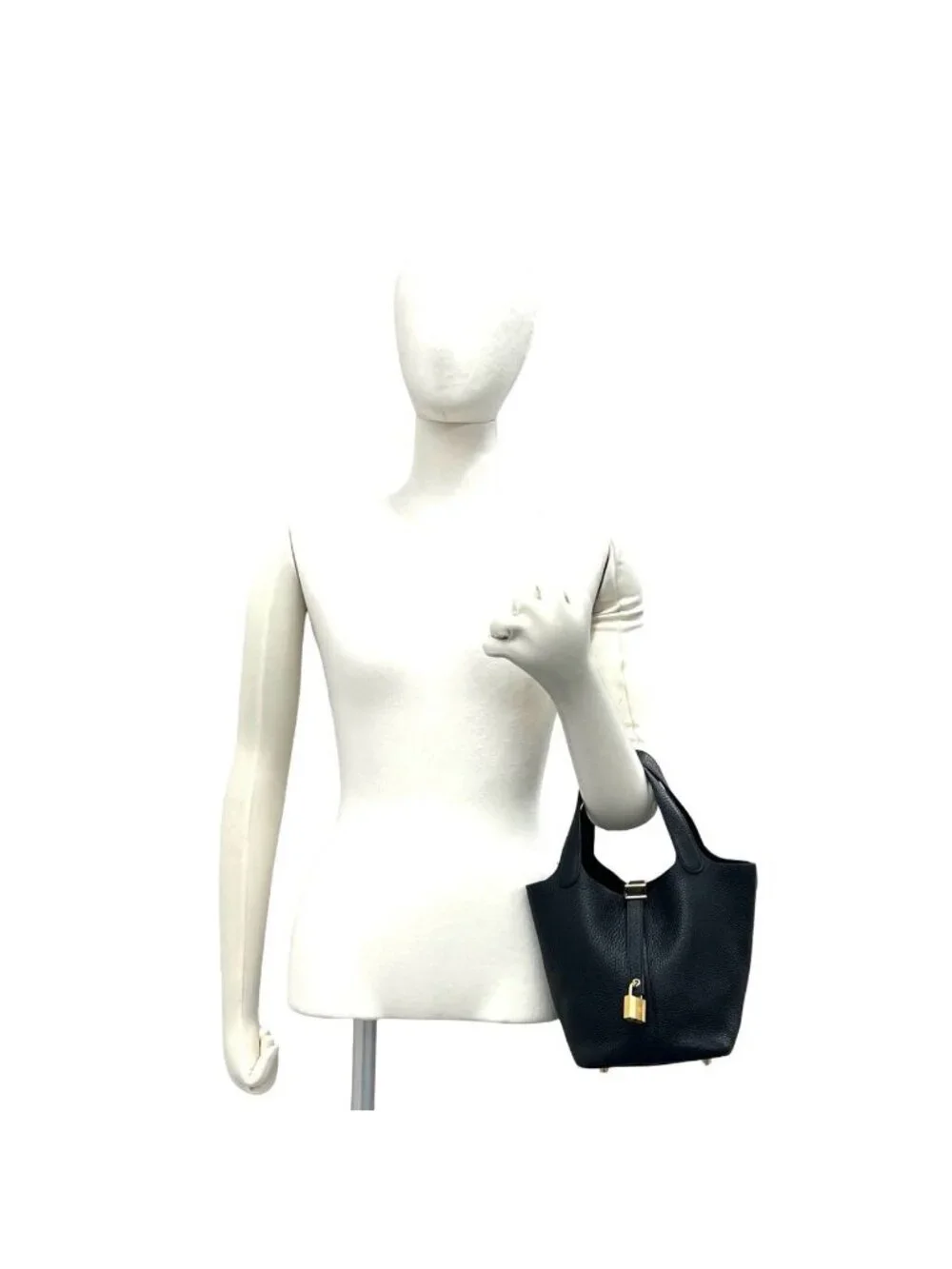 Hermes Picotin Lock PM Taurillon Clemence Leather Handle Tote Bag Black